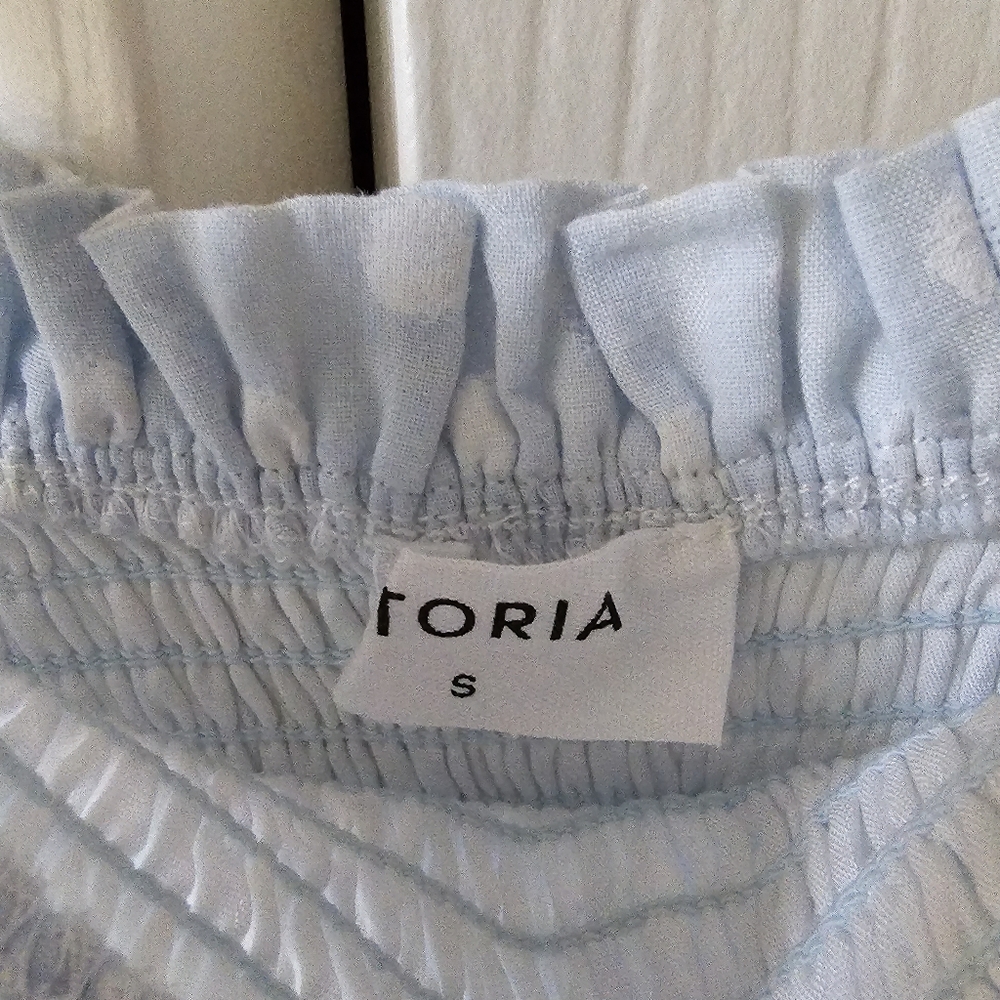 Storia Smocked Pastel Polka Dot Ruffle Spring Mini Dress Sz S - Picture 7 of 12